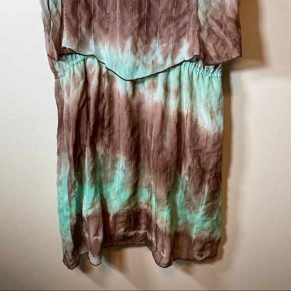 SOLD Sami & Jo Blue & Brown Cold Shoulder Dress - Picture 7 of 14